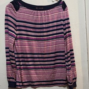 Tory Burch Pink and Black Striped Blouse